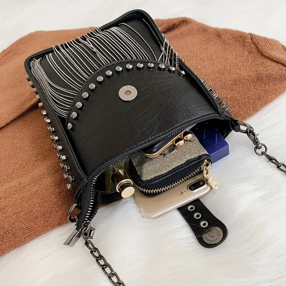 Studded Chain Fringe Bag - Picture 3 of 3